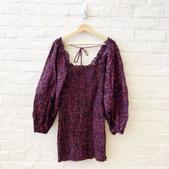 Free People || Smock It To Me Long Sleeve Mini Dress Floral Small NWT