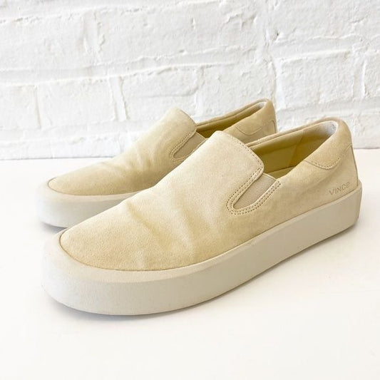 Vince. || Ginelle Slip On Sneakers in Moonlight Suede Cream Tan 37.5 7.5