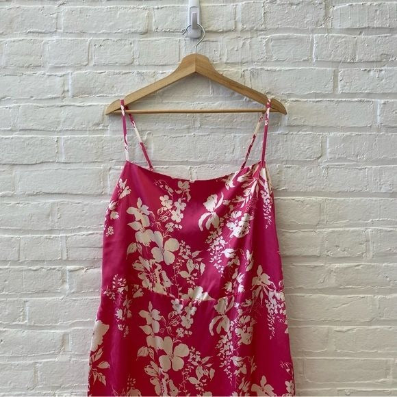 Reformation || Frankie Silk Dress Es in Hothouse Pink Floral NWT