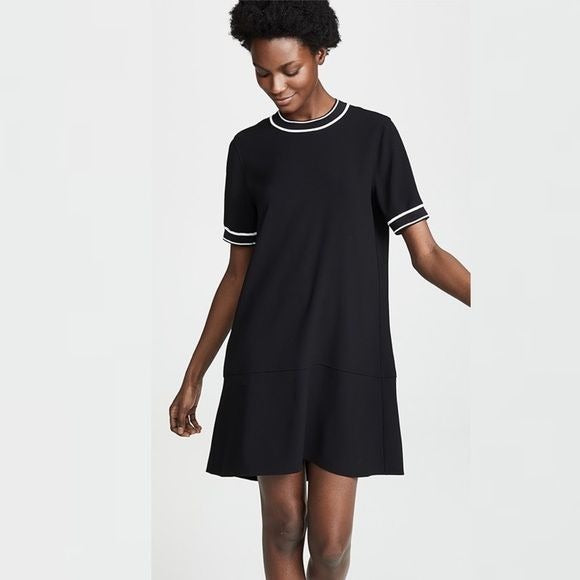 Rag & Bone || Thatch Crepe Shift A-Line Mini Dress Ringer Neckline Black XS