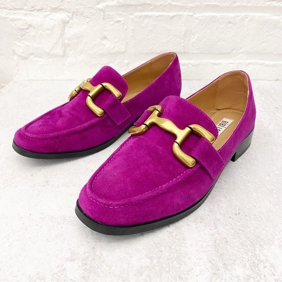 Anthropologie || Bibi Lou Zagreb Suede Loafer Buckle Magenta Pink Purple 37