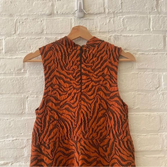 Anthropologie || Brigitte Jacquard Tiger Dress Orange Small