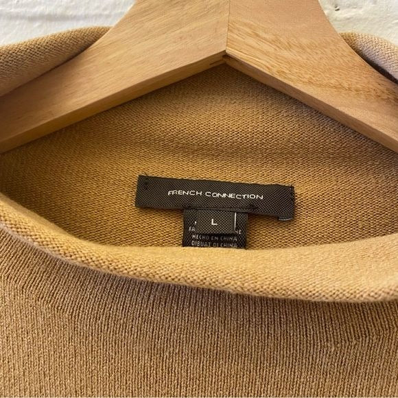 French Connection || Babysoft Roll Neck Sweater in Tan Large