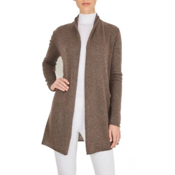 Beryll || Open Front Cashmere Cardigan Long Brown NWT OSFM