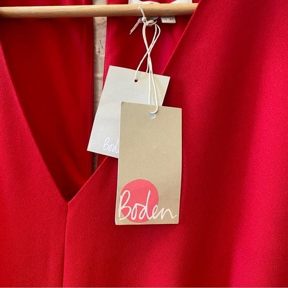 Boden || Romilly Belted Wide Leg Jumpsuit Red 6 Tall NWT