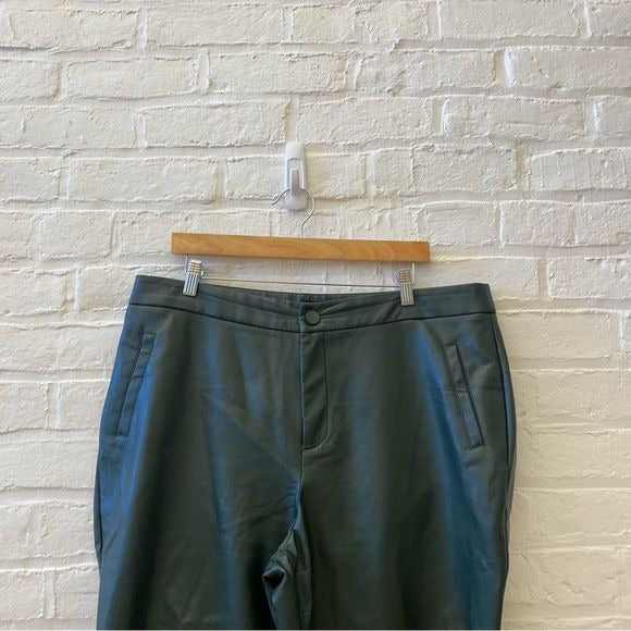 Eloquii || Gena Slim Fit Faux Leather Pant Pine Grove Green 14