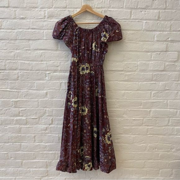 Ulla Johnson || Nanette Dress in Heliotrope Burgundy Purple Floral 0 NWT