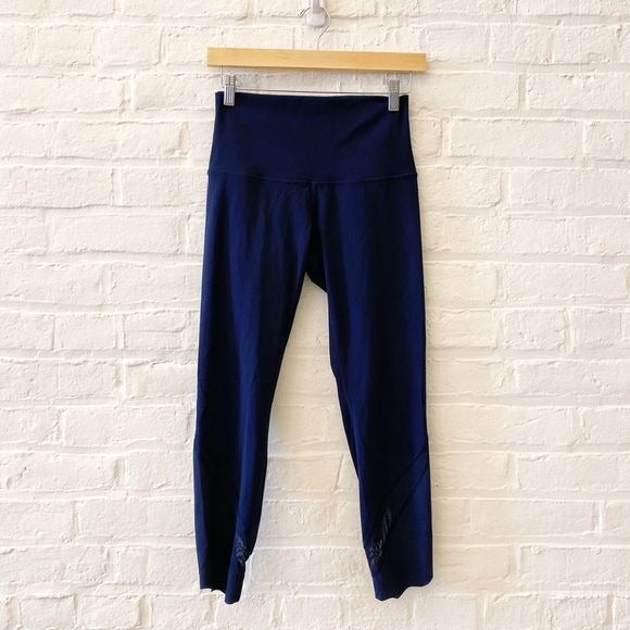 Lululemon || Wunder Under Crop High-Rise Roll Down Scallop  23" True Navy