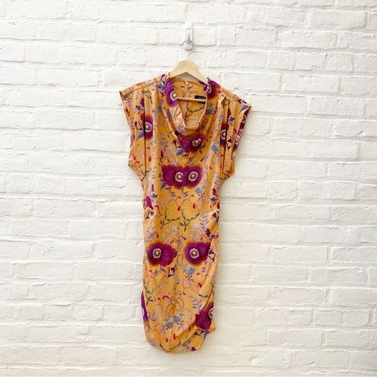 Isabel Marant || Bemaya Dress in Papaya Floral Stretch Silk 36