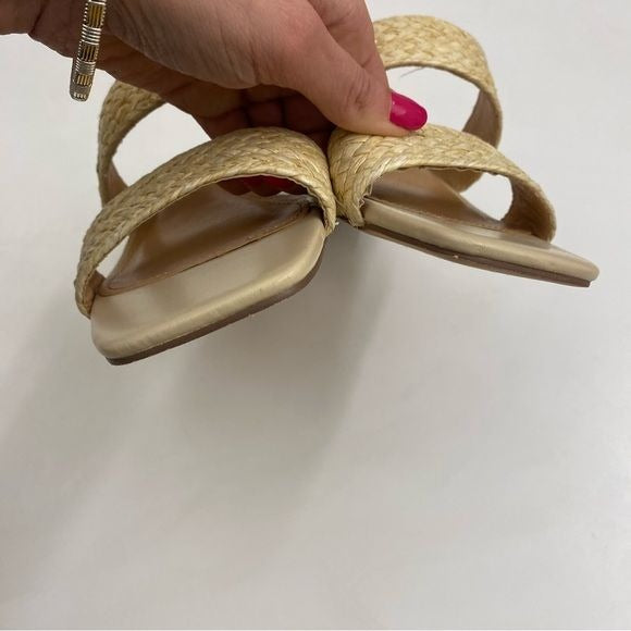 Joie || Niki Raffia Straw Block Heel Sandal Tan 6.5