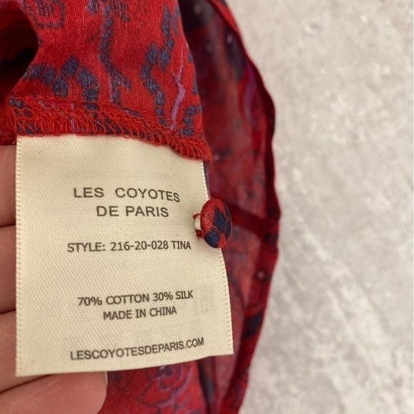 Les coyotes de Paris || Tina Ruffle Floral Silk Blend Top Red Pink 36