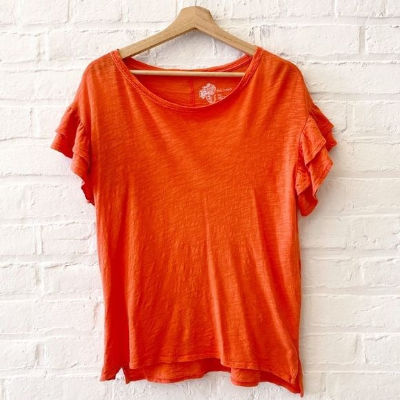 Anthropologie || Pilcro Heritage Femme Short Ruffle Sleeve Tee Orange XXS