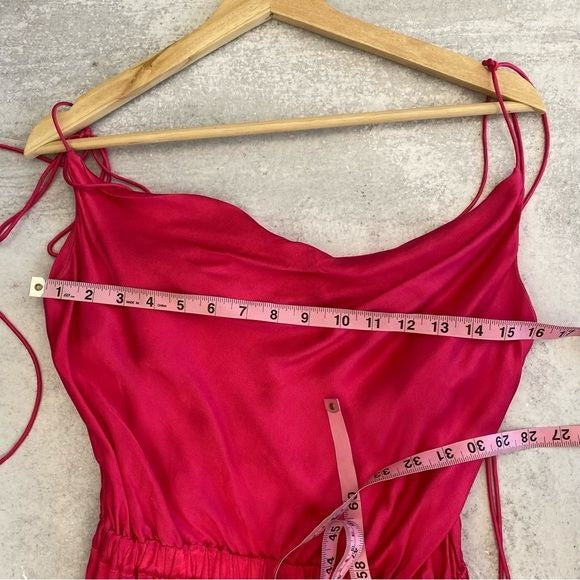 NBD || Maelle Romper in Fuchsia Pink Small Tie Shoulders