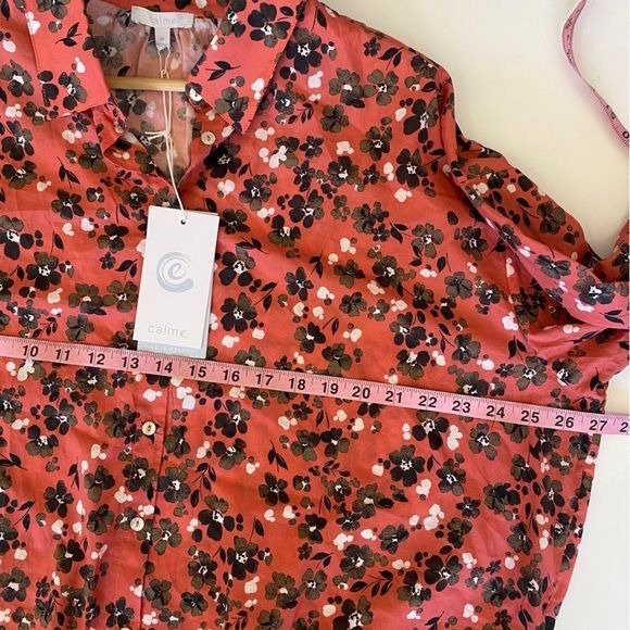 Johnny Was || Calme Boxy Button Down Shirt High Low Floral Pink Medium NWT