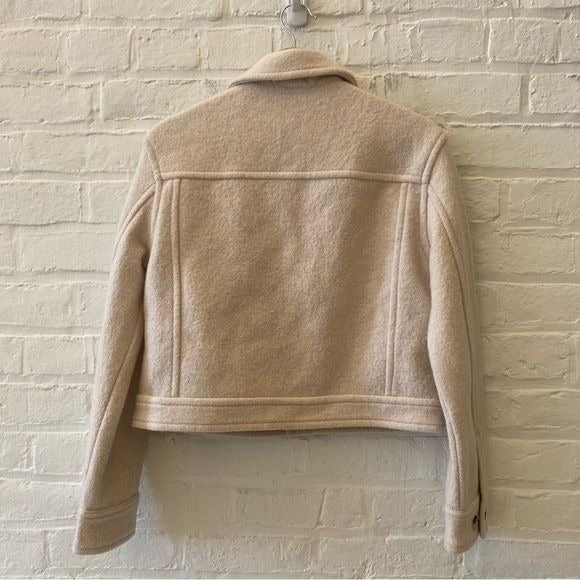 Aritzia || Wilfred Free Ganna Cropped Shirt Jacket Heather Bone Wool XXS