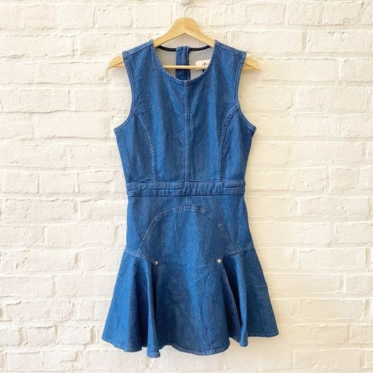 7 for All Mankind || Denim Flounce Mini Dress Blue Small