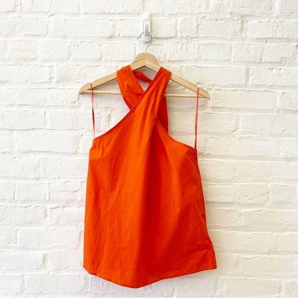 J. Crew || Organic Cotton Poplin Halter Top Red / Orange Small NWT