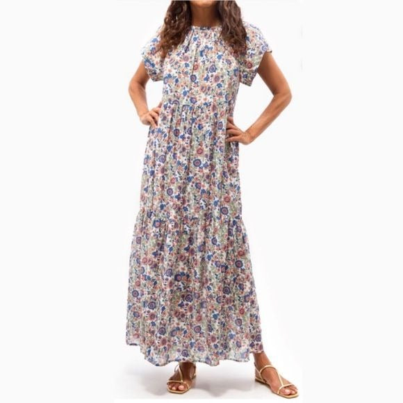 Mirth || Vienna Maxi Dress in Bougainvillea Floral Cotton Silk XS