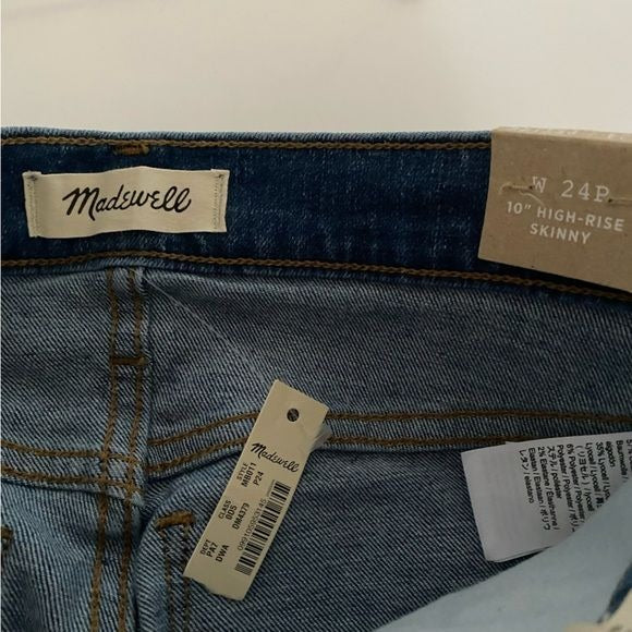 Madewell || 10" High-Rise Skinny Jeans in Dewitt Wash Blue 24P 24 Petite NWT