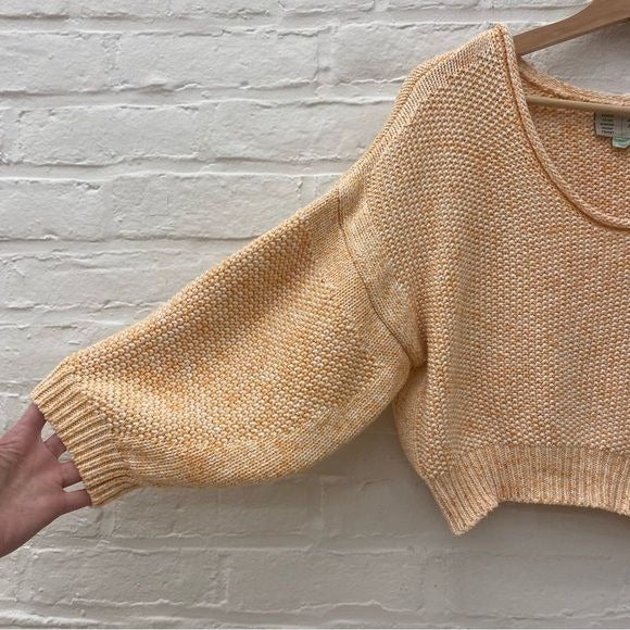 Anthropologie || Saturday Sunday Slouchy Puff Sleeve Cropped Sweater Orange L