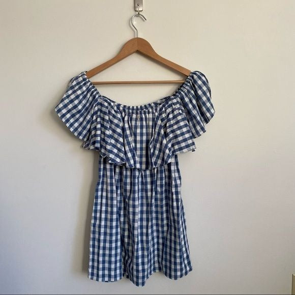 Misa Los Angeles || Belu Mini Dress Blue & White Gingham Extra Small NWT