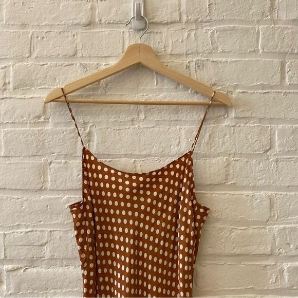 J. Crew || Gwen Cupro-blend Mini Slip Dress Dot Burnished Pecan Brown Orange 4