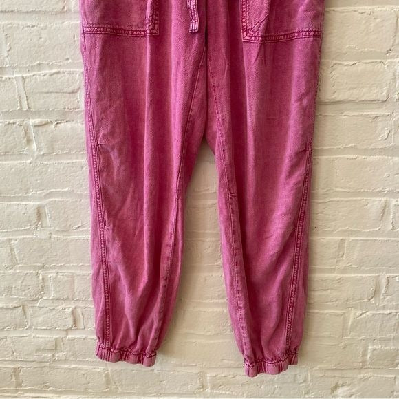 Anthropologie || Rhys Linen Blend Utility Jogger Pants Pink Small