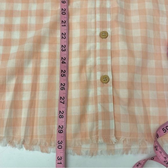 Show Me Your Mumu || Ciao Antonella Button Down Shirt Peach Gingham Raw Hem XL