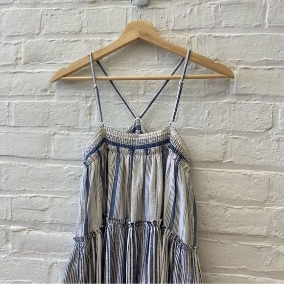 J. Crew || Chambray Stripe Tiered Dress XS