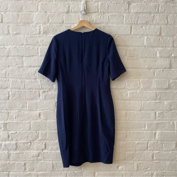 Black Halo || Keyhole Knot Twist Sheath Dress Navy Blue 12