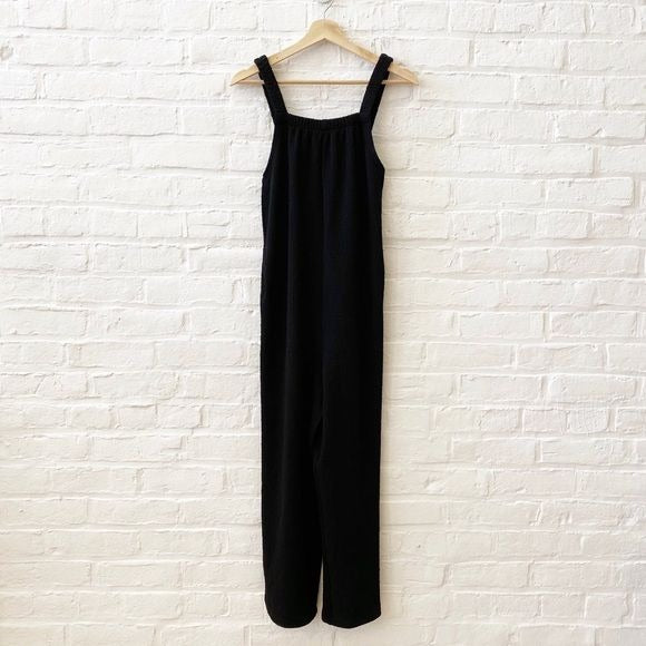 Sundays || Vica Crinkle Terry Pull On Jumpsuit Lounge Fabric Black XS