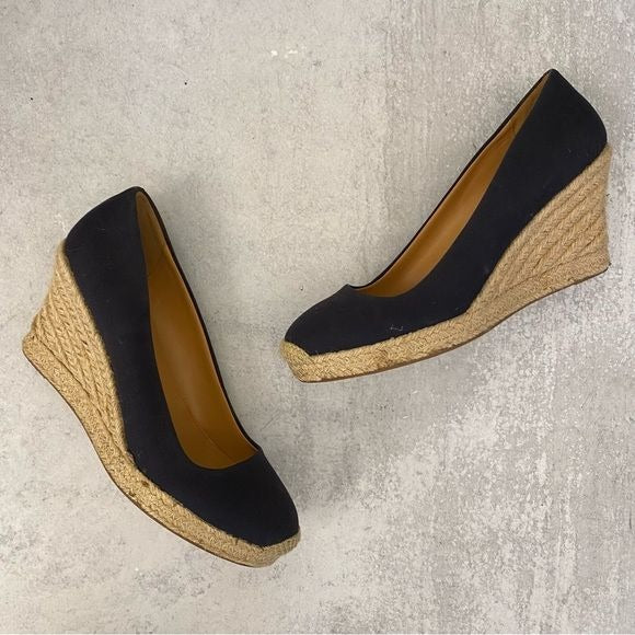 J.Crew || Seville Espadrille Wedges in Canvas Black 8.5