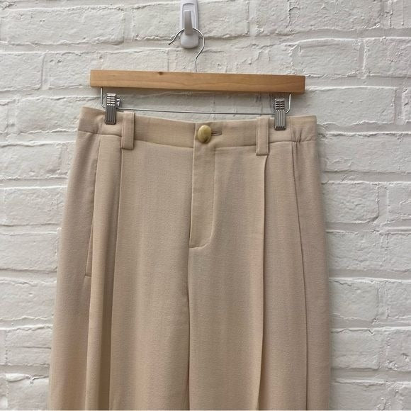 Vince. || Stretch Wool Tapered Trousers Pleated Ivory Cream Blush 8