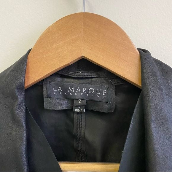 La Marque Collection || Zura Draped Leather Jacket Black 2