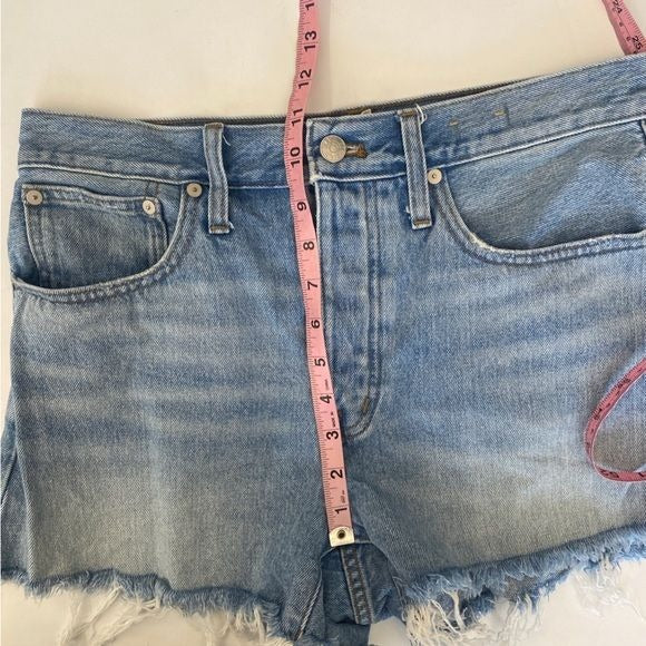 Madewell || Relaxed Denim Shorts in Rosemount Wash Destroyed Hem Edition Blue 27