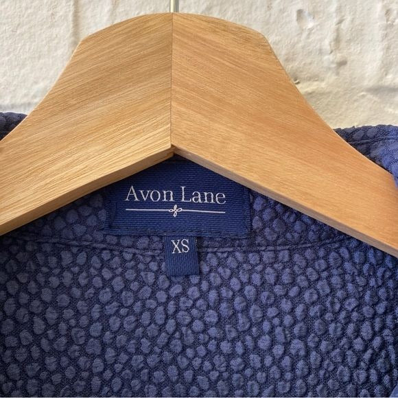 Tuckernuck || Avon Lane Adele Blouse Button Down Top Pleated Blue XS