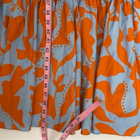 La Ligne || Amy Puff Sleeve Smocked Maxi Dress Periwinkle Tangerine Orange L NWT