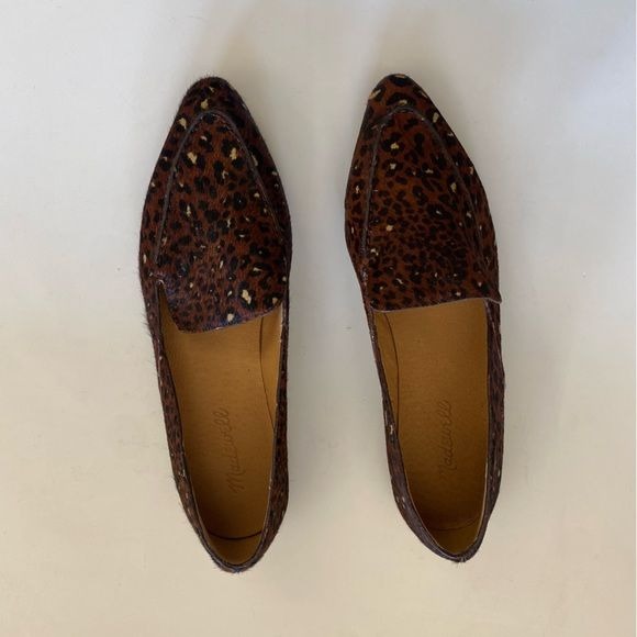 Madewell || Frances Skimmer Pointed Toe Flat Leopard Calf Hair Brown 9 NWOB