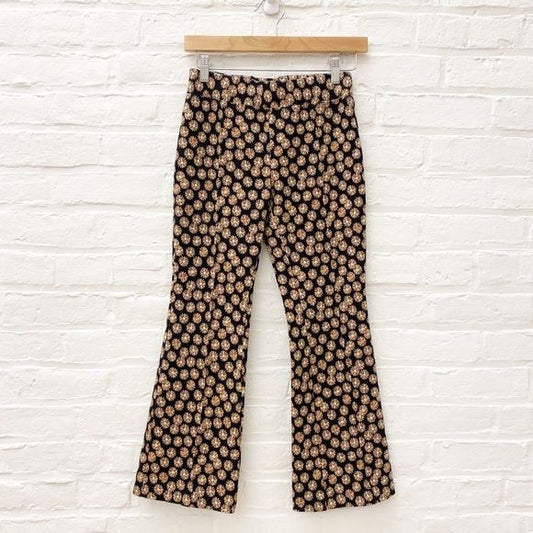 Anthropologie || Maeve Sabine Floral Print Kick Flare Pull On Pants Black XSP