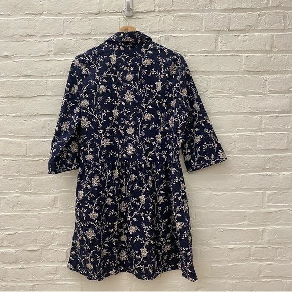 UNTUCKit || Demi Collared Shirt Dress Floral Navy Medium