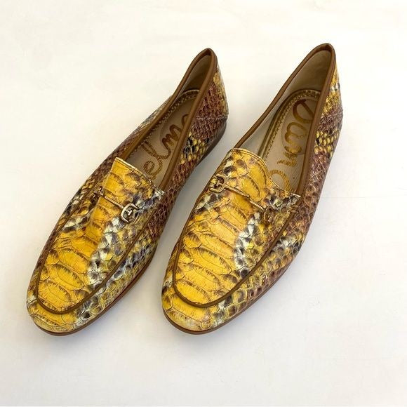 Sam Edelman || Loraine Reptile Snake Horsebit Loafers Flats Yellow Tan 7