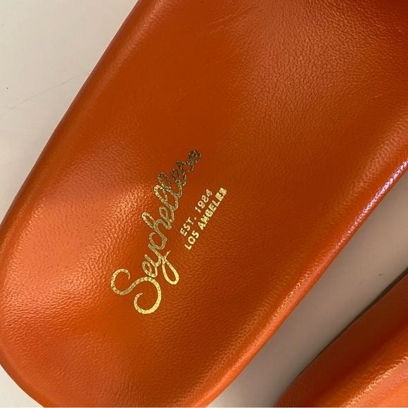 Seychelles || Trilogy Leather Slide Sandal Flat Slip On Deep Orange 6