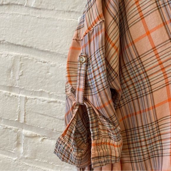 Anthropologie || Holding Horses Orange Plaid Wrap Top 0