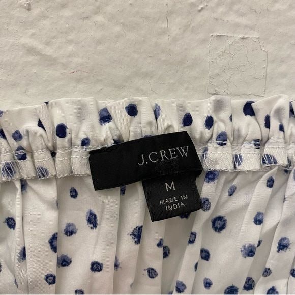 J. Crew || Cinched-Waist Cotton Poplin Tank Top in Dot White Blue Medium