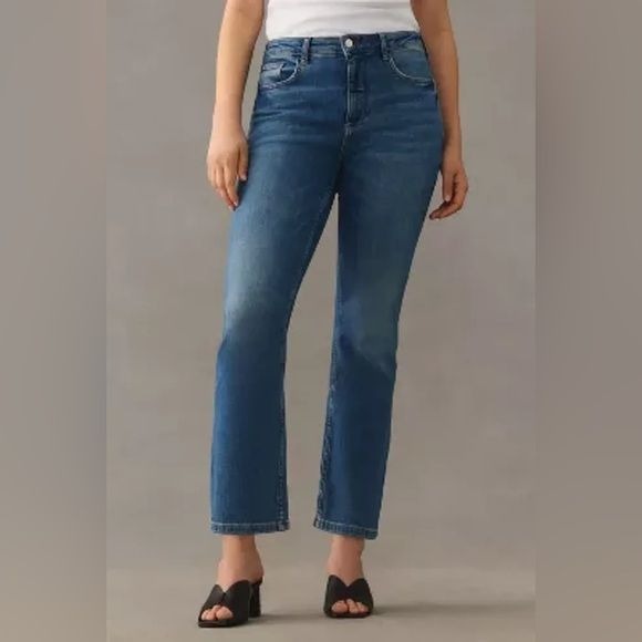 Anthropologie Dd Pilcro The Yaya Kick Flare Jeans Cropped Blue 34