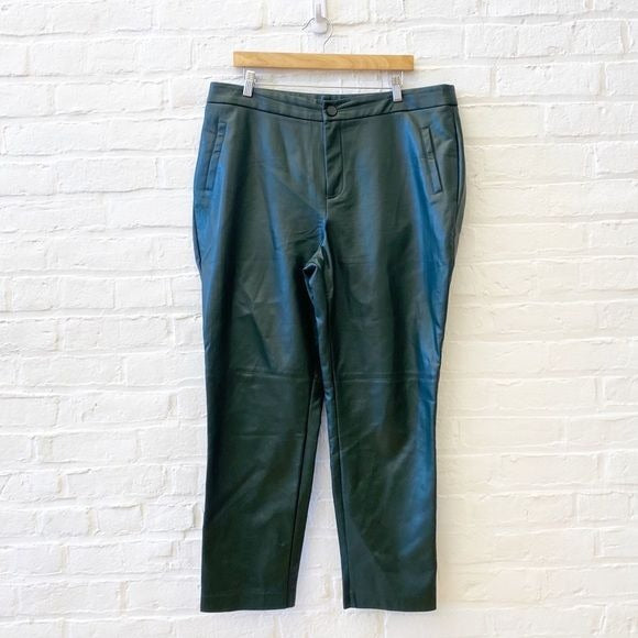 Eloquii || Gena Slim Fit Faux Leather Pant Pine Grove Green 14