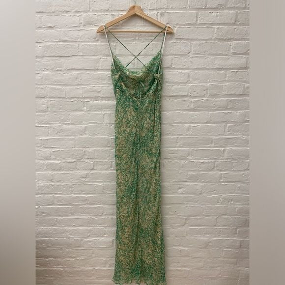 Shona Joy || Belvedere Lace Back Bias Maxi Dress Green US 8