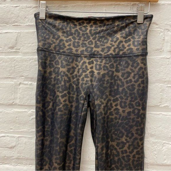 SPANX || Leopard Faux Leather Leggings Medium Petite