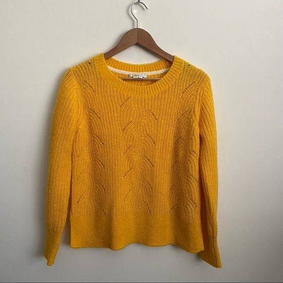 Boden || Hadley Pointelle Mohair Blend Sweater Happy Golden Yellow Small