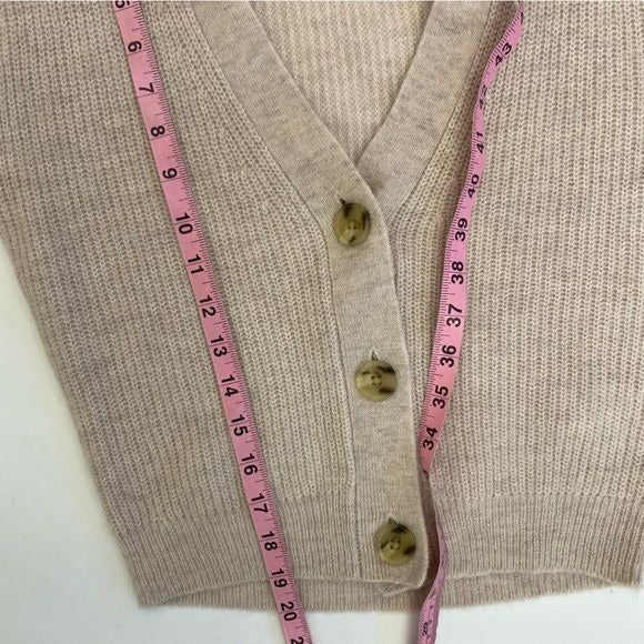 J.Crew || Ribbed V-neck Cardigan Sweater Alpaca Wool Light Stone Tan Beige XXS